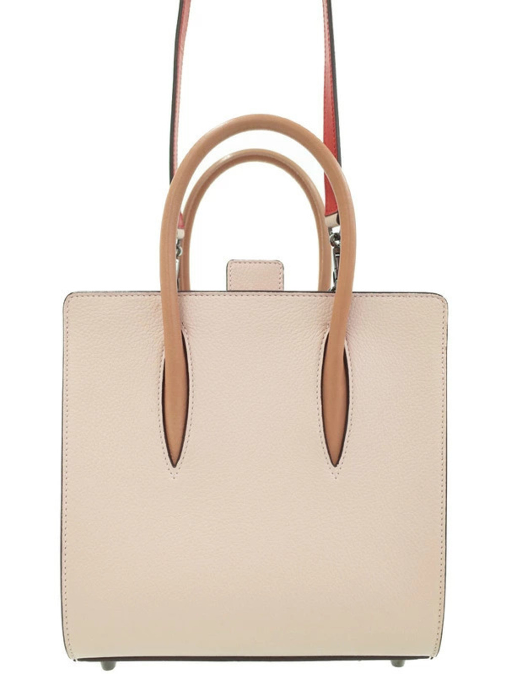 Christian Louboutin Paloma Tote pale pink pebbled leather tan top handles